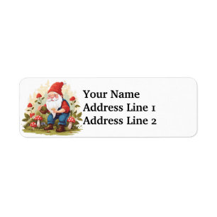 Cute Gnome Mushrooms Label
