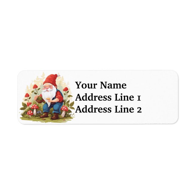 Cute Gnome Mushrooms Label (Front)