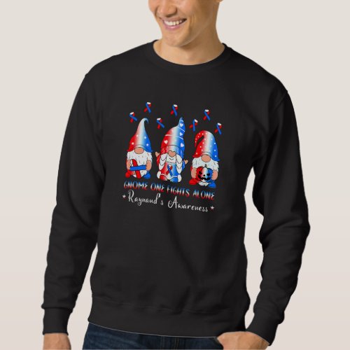 Cute Gnome One Fights Alone Red White Blue Ribbon  Sweatshirt