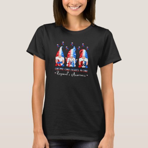 Cute Gnome One Fights Alone Red White Blue Ribbon  T_Shirt