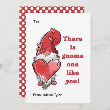 Cute Gnome One Like You Classroom Valentines Day   Holiday Card