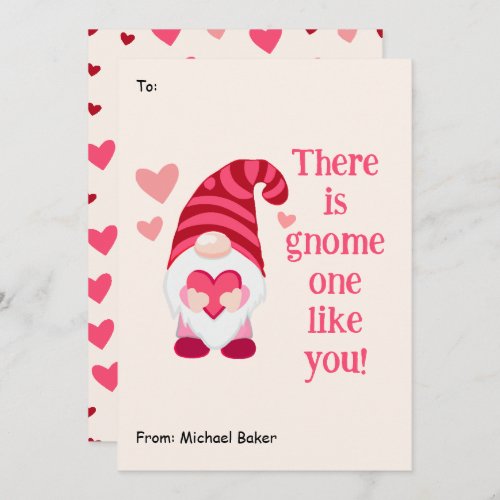 Cute Gnome one like you Classroom Valentines Day Holiday Card