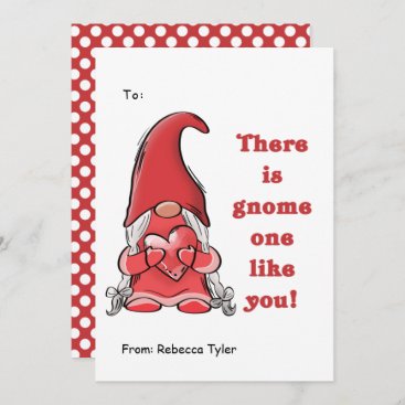 Cute Gnome One Like You Classroom Valentines Day  Holiday Card