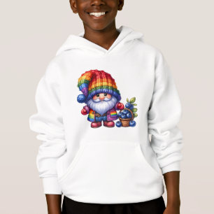 Cute Gnome Picking Blackberries in a Forest Scene Hoodie