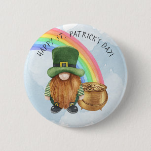 Cute Gnome Pot of Gold Custom St Patrick's Day Button
