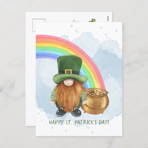 Cute Gnome Pot of Gold Custom St Patrick's Day Holiday Postcard