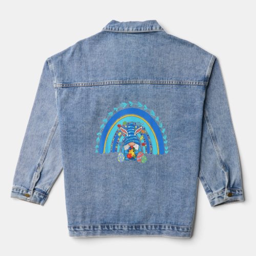 Cute Gnome Rainbow Autism Awareness Easter Day 202 Denim Jacket