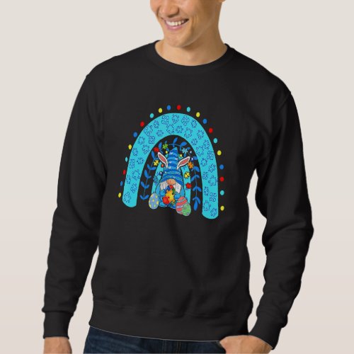 Cute Gnome Rainbow Autism Awareness Easter Day 202 Sweatshirt