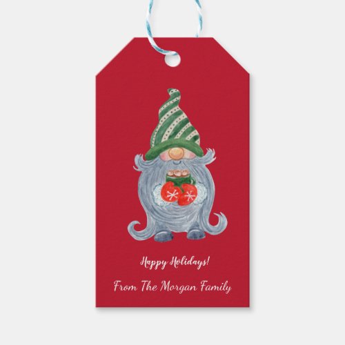 Cute Gnome Red Gift Tags