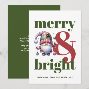 Cute Gnome Red Green Merry Christmas Holiday Card