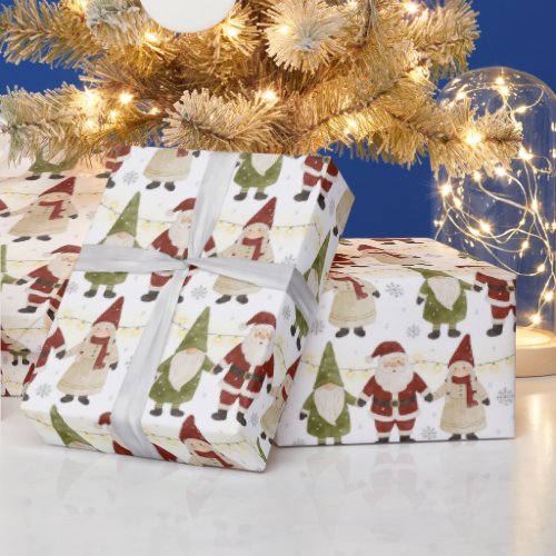 Cute Gnome Santa Christmas Red Green TMF26 Wrapping Paper