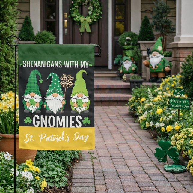 Cute Gnome Shenanigans St. Patrick’s Day  Garden Flag (Creator Uploaded)
