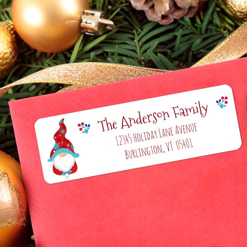 Cute Gnome Simple Modern Holiday Your Name Address Label