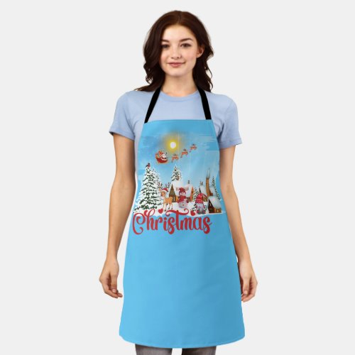 Cute Gnome Snowman Celebrating Christmas Holiday Apron