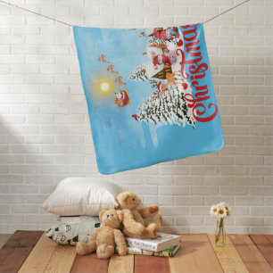 Cute Gnome, Snowman Celebrating Christmas Holiday Baby Blanket