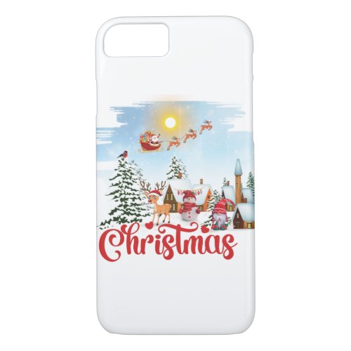 Cute Gnome Snowman Celebrating Christmas Holiday iPhone 87 Case