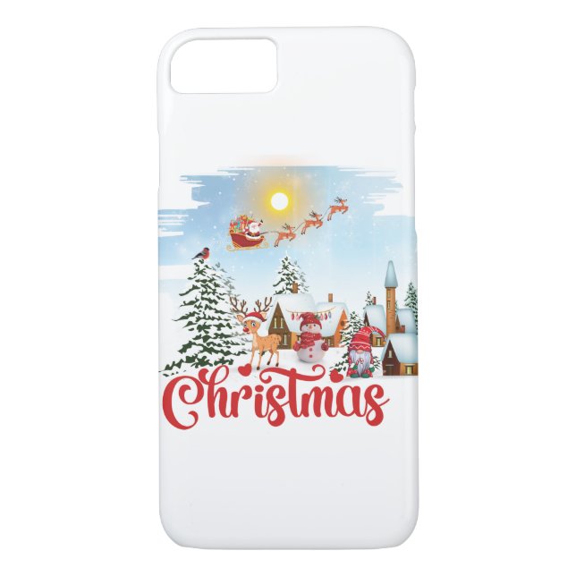 Cute Gnome, Snowman Celebrating Christmas Holiday Case-Mate iPhone Case (Back)