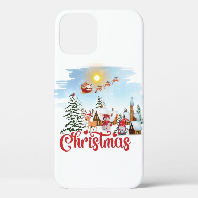Cute Gnome, Snowman Celebrating Christmas Holiday Case-Mate iPhone Case (Back)