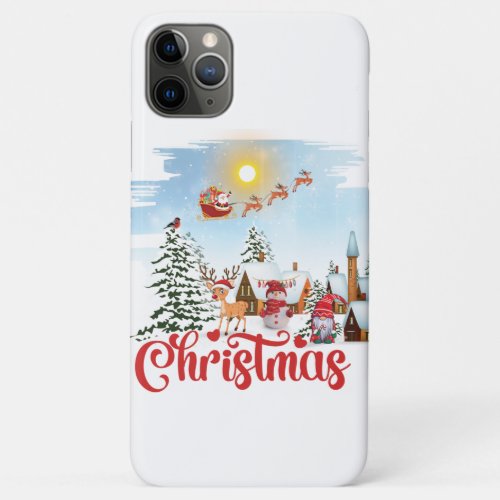 Cute Gnome Snowman Celebrating Christmas Holiday iPhone 11 Pro Max Case