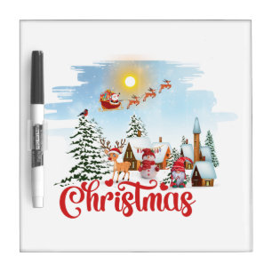 Cute Gnome, Snowman Celebrating Christmas Holiday Dry Erase Board