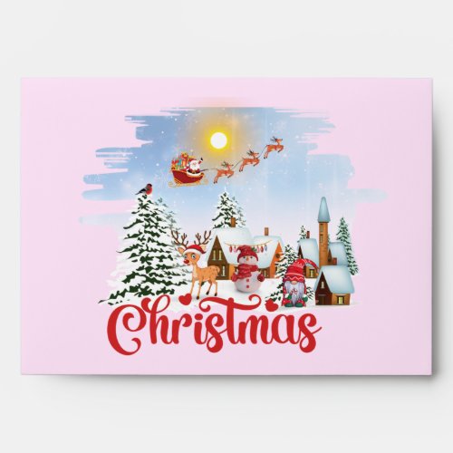 Cute Gnome Snowman Celebrating Christmas Holiday Envelope