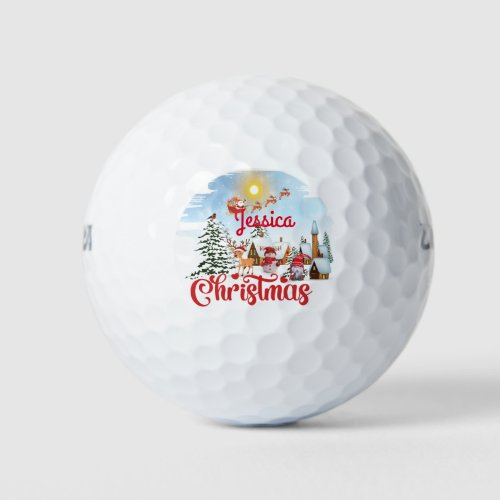 Cute Gnome Snowman Celebrating Christmas Holiday Golf Balls