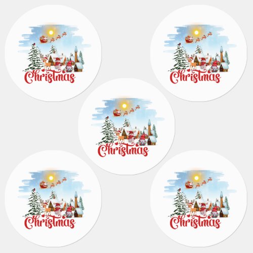 Cute Gnome Snowman Celebrating Christmas Holiday Labels