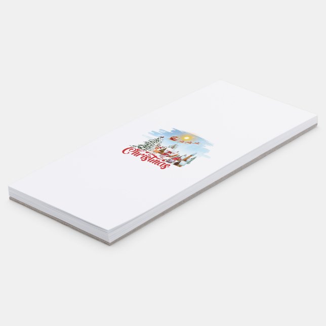 Cute Gnome, Snowman Celebrating Christmas Holiday Magnetic Notepad (Angled)