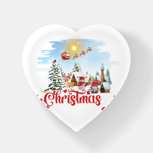 Cute Gnome, Snowman Celebrating Christmas Holiday Paperweight