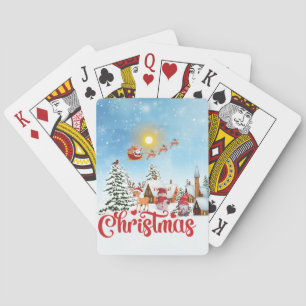 Cute Gnome, Snowman Celebrating Christmas Holiday Poker Cards
