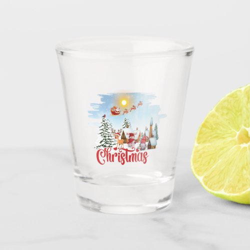 Cute Gnome Snowman Celebrating Christmas Holiday Shot Glass