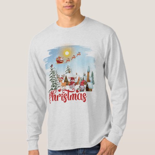 Cute Gnome Snowman Celebrating Christmas Holiday T_Shirt