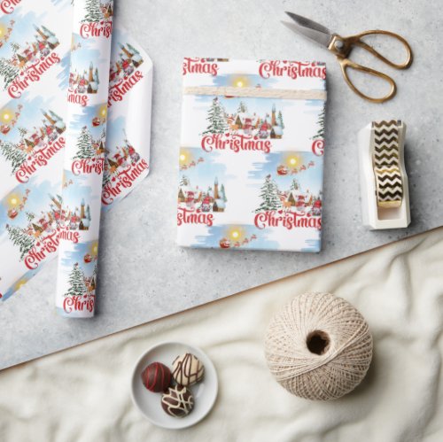 Cute Gnome Snowman Celebrating Christmas Holiday Wrapping Paper