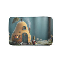 Cute Gnome Standing by a Pear Fairy Cottage