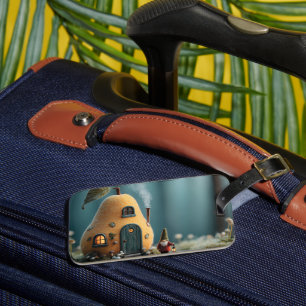 Cute Gnome Standing by a Pear Fairy Cottage Luggage Tag
