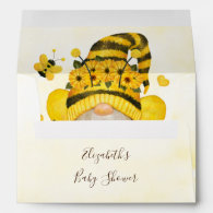 Cute Gnome Sunflower and Bees Baby Shower Envelope