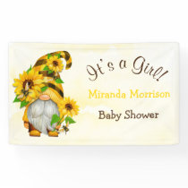 Cute Gnome Sunflowers Bees Baby Shower Banner