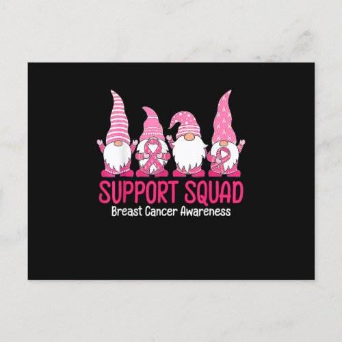 Cute Gnome Support Squad Breast Cancer Awareness Postcard