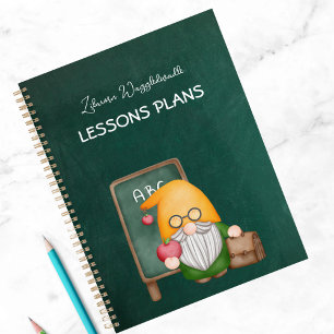 Cute Gnome Teacher On Green Chalkboard Planner