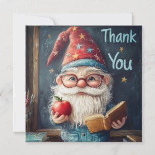 Cute Gnome Teacher - Thank You Illustration Holiday Card