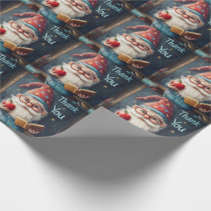 Cute Gnome Teacher - Thank You Illustration Wrapping Paper