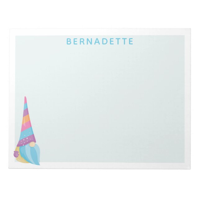 Cute Gnome Unicorn Magical Colorful Custom Name Notepad (Front)