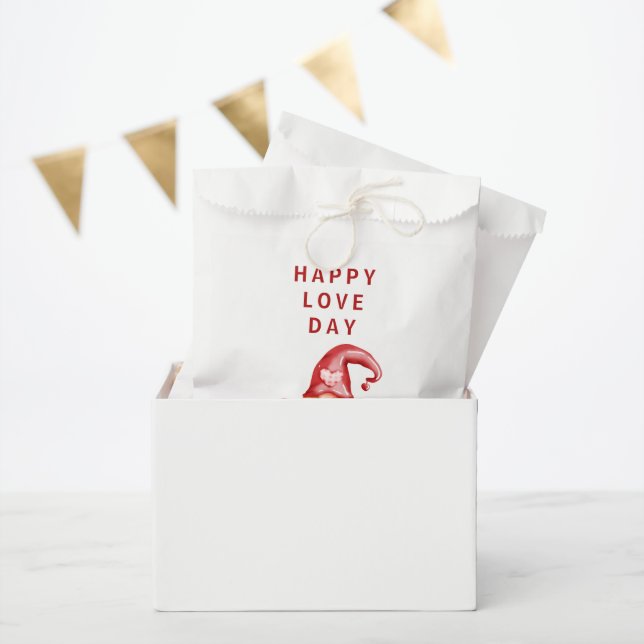 Cute Gnome Valentine Day Red Heart Valentine  Favor Bag (Party)
