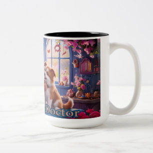 Cute Gnome veterinary doctor Two-Tone Coffee Mug