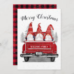 Cute Gnome Vintage Red Truck Plaid Merry Christmas Holiday Card<br><div class="desc">Share your holiday wishes this Christmas season with a cute gnome themed personalized flat card. This festive design features three gnomes wearing red and white fairisle hats sitting in the back of a vintage red truck. Above in modern script it reads "Merry Christmas." Customize with your name and year on...</div>