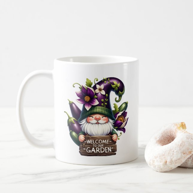 Cute gnome welcome garden party add name  coffee mug (With Donut)