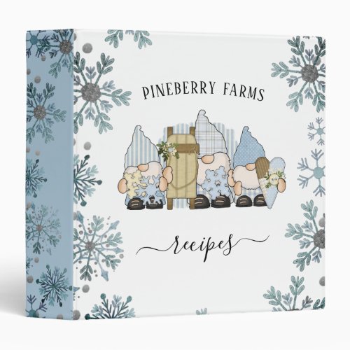 Cute Gnome Winter Recipe 3 Ring Binder