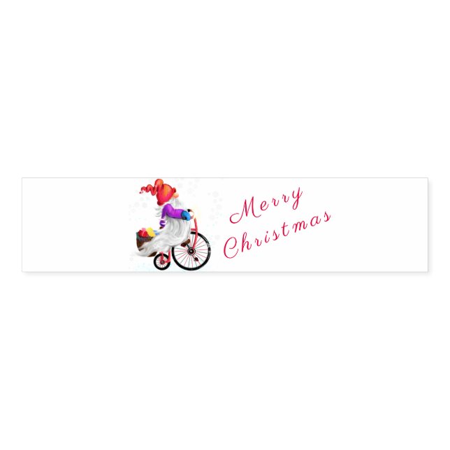 Cute Gnome with Bike Christmas Napkin Bands (Unfolded)
