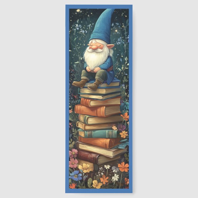 Cute Gnome With Books Bookmarks (Front)