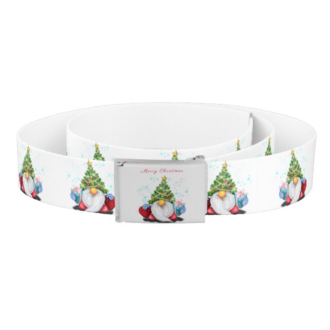 Cute Gnome with Christmas Tree Hat and Gift - Fun  Belt (Coil)